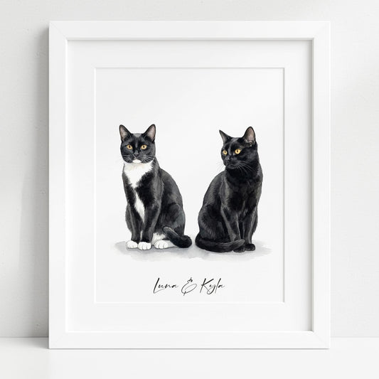 Custom Pet Portrait, Hand-Drawn Watercolor, Cat Drawing From Photo, Dog Portrait