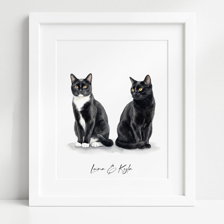 Custom Pet Portrait, Hand-Drawn Watercolor, Cat Drawing From Photo, Dog Portrait