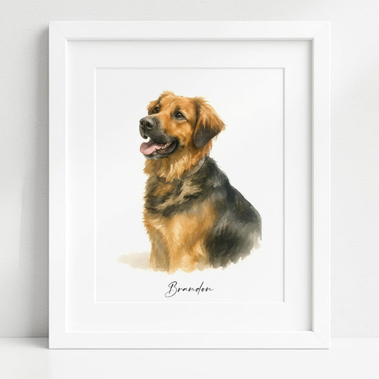 Custom Dog Portrait – Watercolour Pet Art from Photo, Personalised Memorial Gift,Keepsake