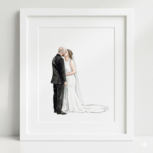 Personalised Watercolor Portrait from Photo, Anniversary Gift, Wedding Drawing