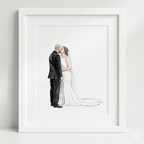 Personalised Watercolor Portrait from Photo, Anniversary Gift, Wedding Drawing