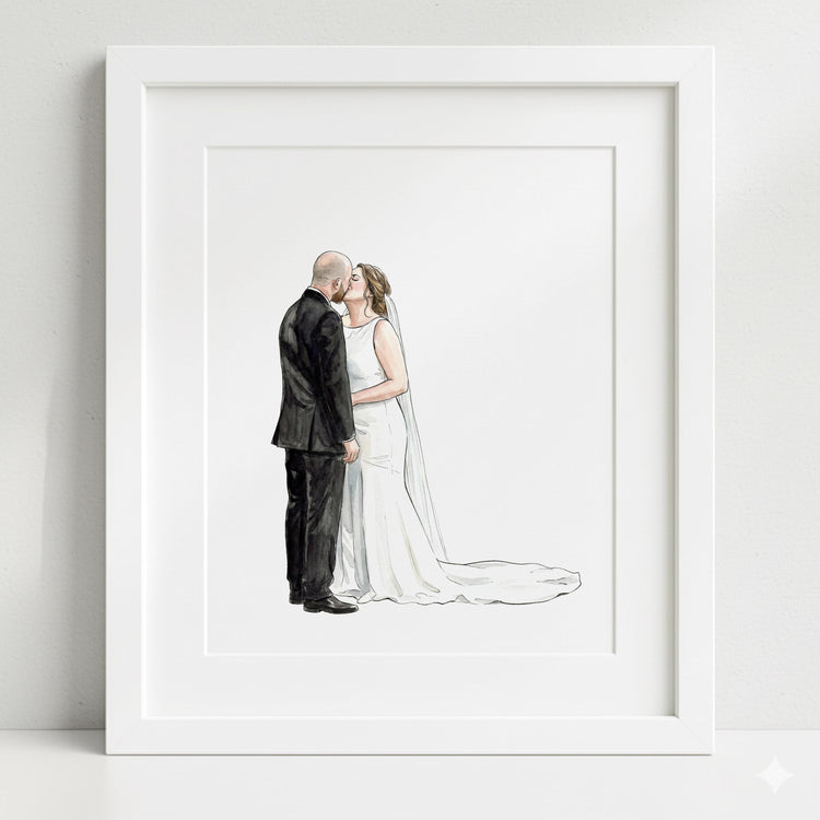 Personalised Watercolor Portrait from Photo, Anniversary Gift, Wedding Drawing