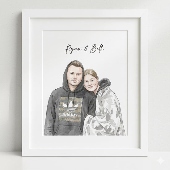 Personalised Watercolor Portrait from Photo, Anniversary Gift, Wedding Drawing
