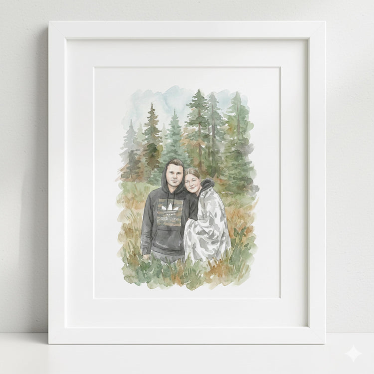 Personalised Watercolor Portrait from Photo: Custom Family Art, Couple Gift, Valentines For Him