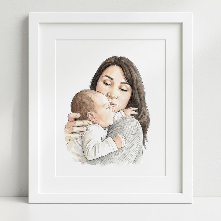 Personalised Watercolor Portrait from Photo: Custom Family Art, Couple Gift, Hand Drawn