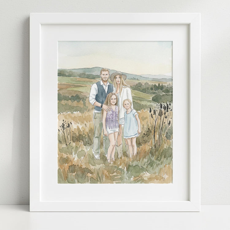 Personalised Watercolor Portrait from Photo: Custom Family Art, Couple Gift, Hand Drawn