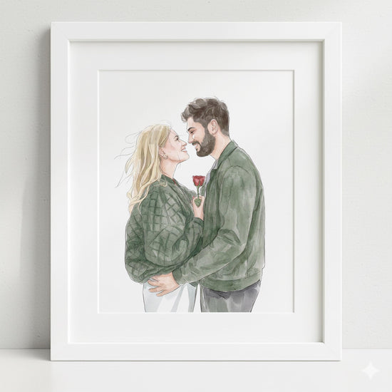 Personalised Watercolor Portrait from Photo, Anniversary Gift, Wedding Drawing