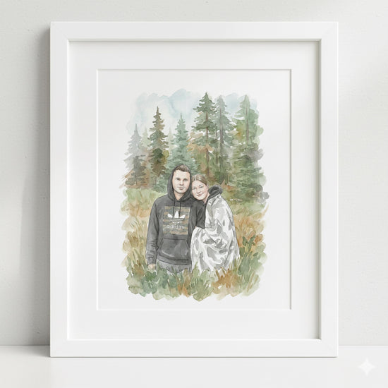 Personalised Watercolor Portrait from Photo, Anniversary Gift, Wedding Drawing