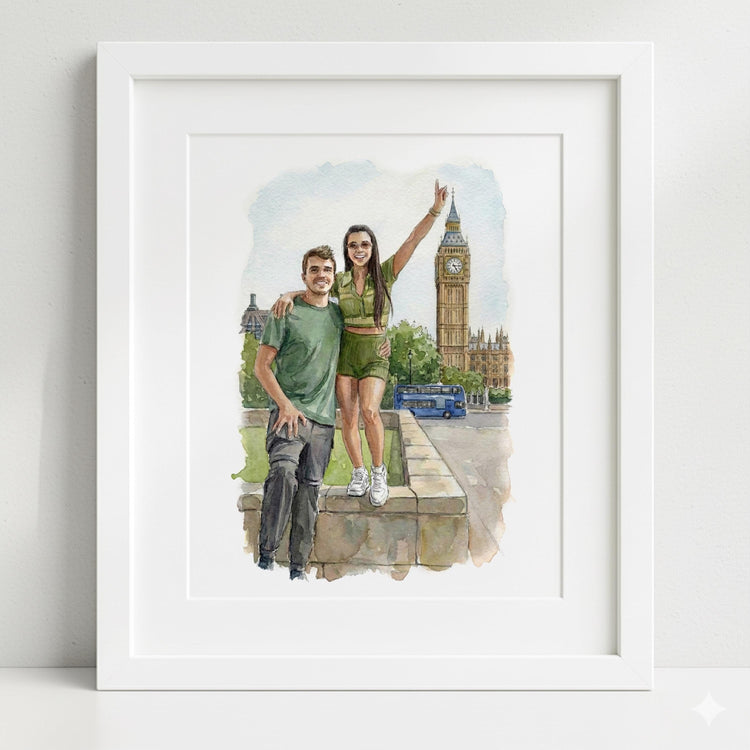 Personalised Watercolor Portrait from Photo: Custom Family Art, Couple Gift, Valentines For Him