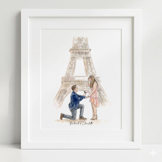Custom Couple Portrait, Engagement Watercolor Art, Proposal Gift