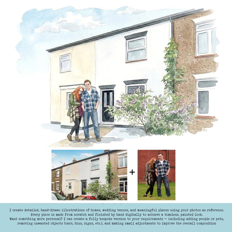 Personalised Watercolour New Home Portrait, House Print Gift, Housewarming Drawing, House Sketch, Our First Home, Realtor Gift
