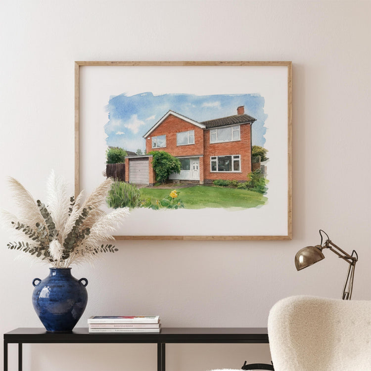 Personalised Watercolour New Home Portrait, House Print Gift, Housewarming Drawing, House Sketch, Our First Home, Realtor Gift