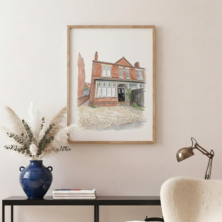 Personalised Watercolor House Portrait: Custom New Home Gift, Framed Print, Realtor Gift