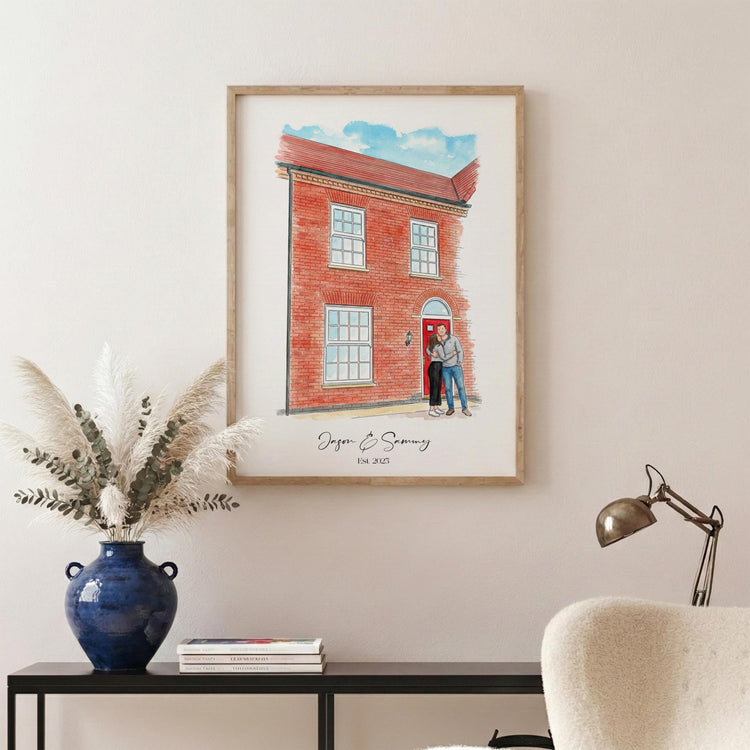Personalised Watercolor House Portrait: Custom New Home Gift, Framed Print, Realtor Gift