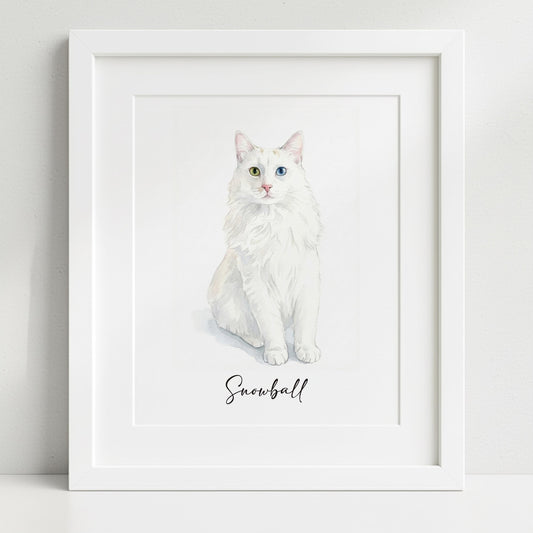 Custom Pet Portrait, Hand-Drawn Watercolor, Cat Drawing From Photo, Dog Portrait