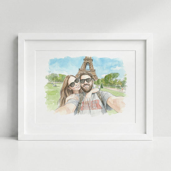 Personalised Watercolor Portrait from Photo: Custom Family Art, Couple Gift, Pet Drawing