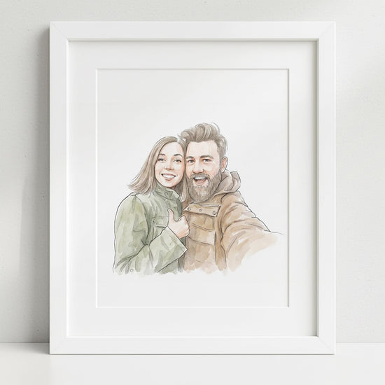 Personalised Watercolor Portrait from Photo: Custom Family Art, Couple Gift, Pet Drawing