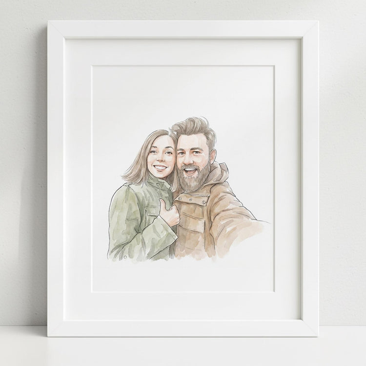 Personalised Watercolor Portrait from Photo: Custom Family Art, Couple Gift, Pet Drawing