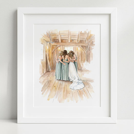 Custom Bride and Mother Portrait, Mother and Daughter Watercolor Drawing, Mother of Bride wedding gift, Portrait art mother of bride
