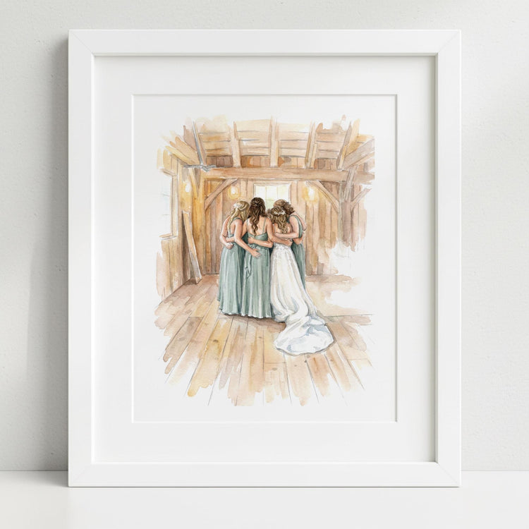 Custom Bride and Mother Portrait, Mother and Daughter Watercolor Drawing, Mother of Bride wedding gift, Portrait art mother of bride