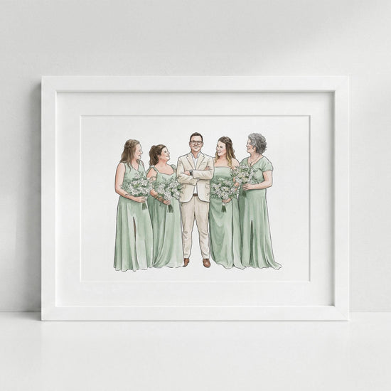 Custom Bride and Mother Portrait, Mother and Daughter Watercolor Drawing, Mother of Bride wedding gift, Portrait art mother of bride