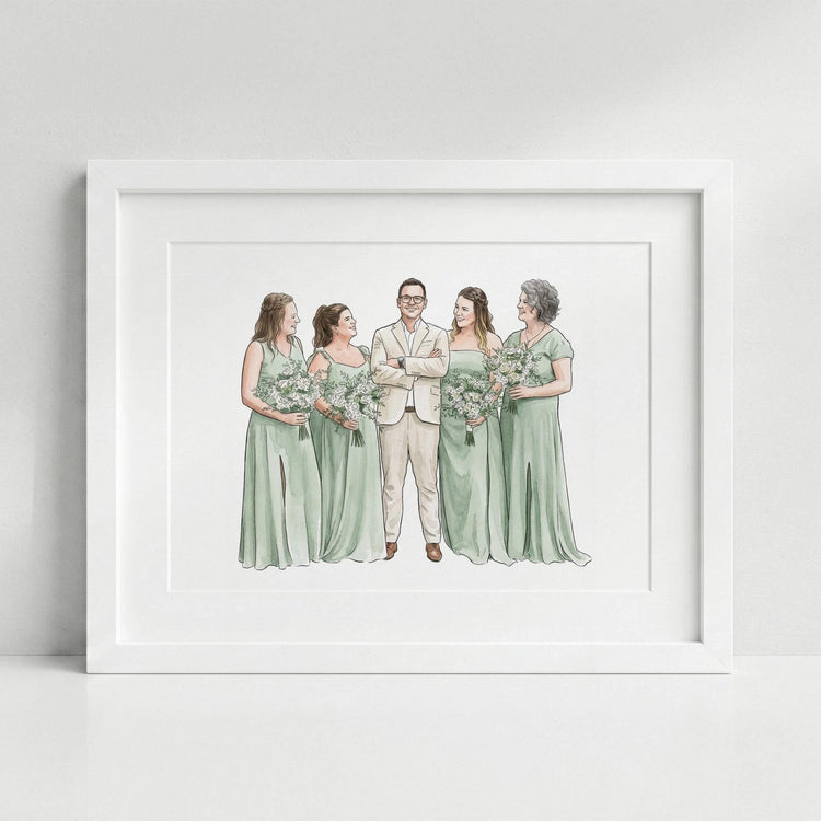 Custom Bride and Mother Portrait, Mother and Daughter Watercolor Drawing, Mother of Bride wedding gift, Portrait art mother of bride