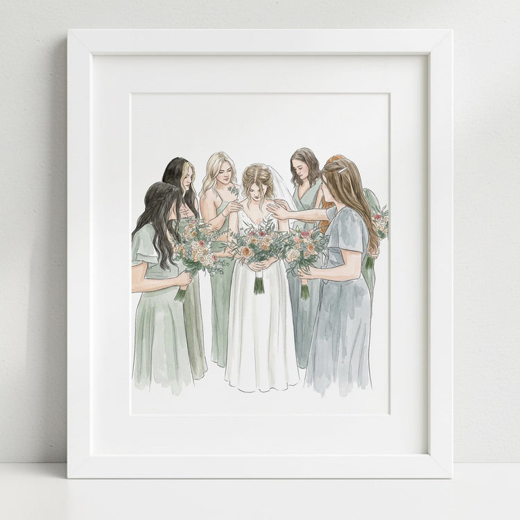 Custom Bride and Mother Portrait, Mother and Daughter Watercolor Drawing, Mother of Bride wedding gift, Portrait art mother of bride
