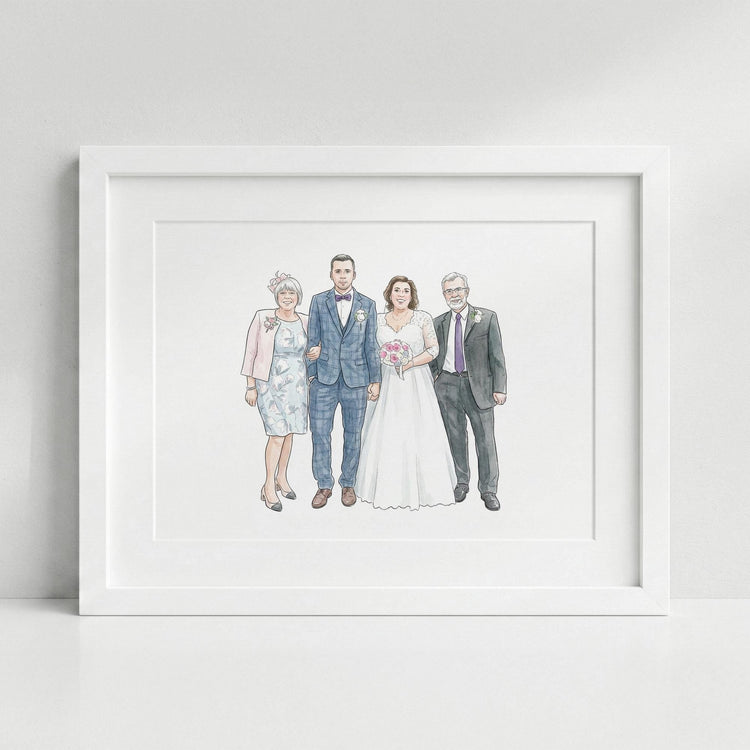 Custom Bride and Mother Portrait, Mother and Daughter Watercolor Drawing, Mother of Bride wedding gift, Portrait art mother of bride