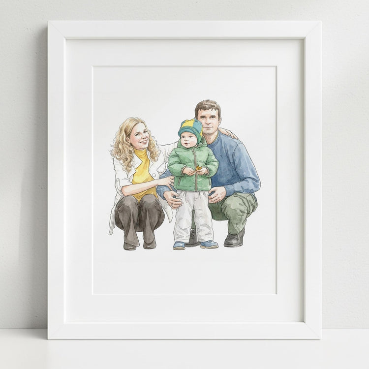 Custom Hand-Drawn Watercolor Portrait, Gift for Her, Couple Proposal Drawing, Boyfriend Gift, Girlfriend Birthday