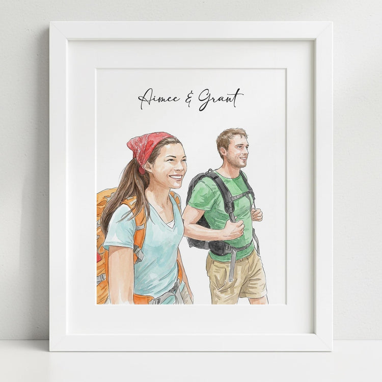 Personalised Watercolor Portrait from Photo: Custom Family Art, Couple Gift, Pet Drawing