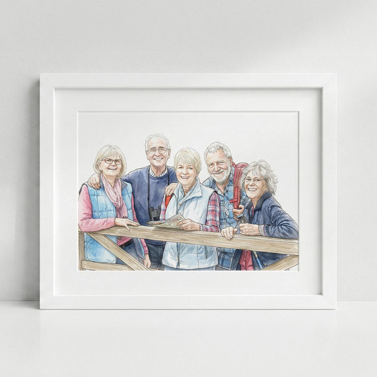 Personalised Watercolor Portrait from Photo: Custom Family Art, Couple Gift, Pet Drawing