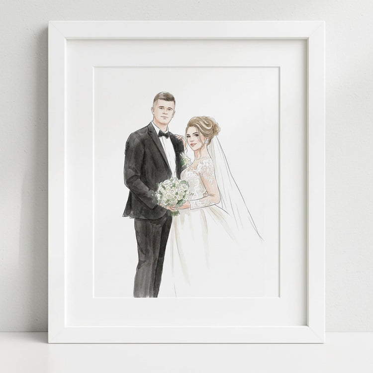 Custom Hand-Drawn Watercolor Portrait, Gift for Her, Couple Proposal Drawing, Boyfriend Gift, Girlfriend Birthday