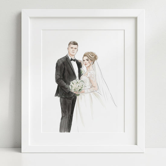 Custom Watercolor Couple Portrait from Photo, Hand Made Wedding Portrait, Personalised Anniversary Gift for Husband, Wife Engagement