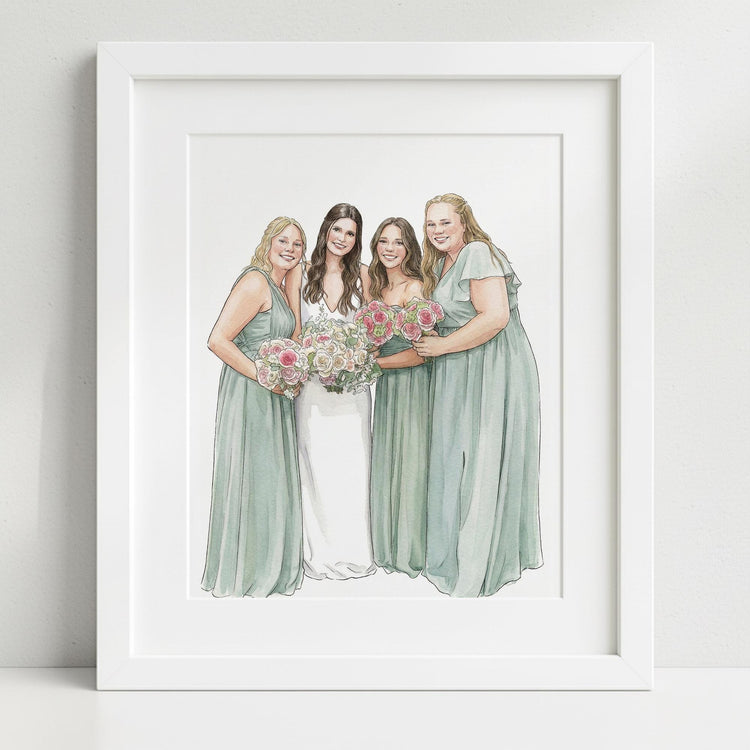 Custom Bride and Mother Portrait, Mother and Daughter Watercolor Drawing, Mother of Bride wedding gift, Portrait art mother of bride