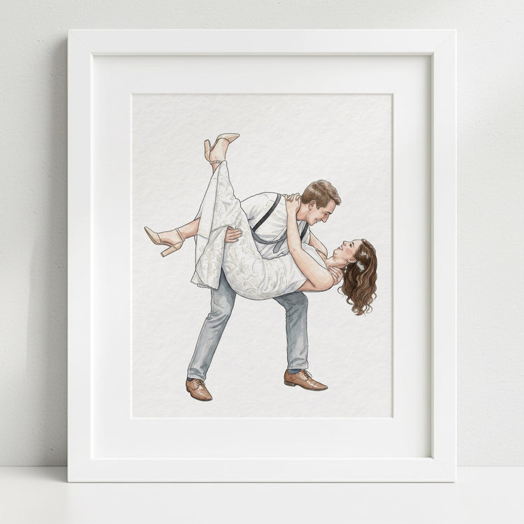 Custom Hand-Drawn Watercolor Portrait, Gift for Her, Couple Proposal Drawing, Boyfriend Gift, Girlfriend Birthday