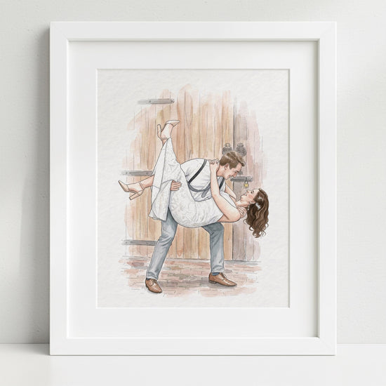Custom Hand-Drawn Watercolor Portrait, Gift for Her, Couple Proposal Drawing, Boyfriend Gift, Girlfriend Birthday