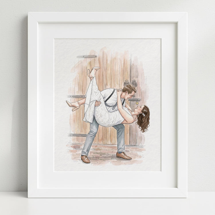 Custom Hand-Drawn Watercolor Portrait, Gift for Her, Couple Proposal Drawing, Boyfriend Gift, Girlfriend Birthday