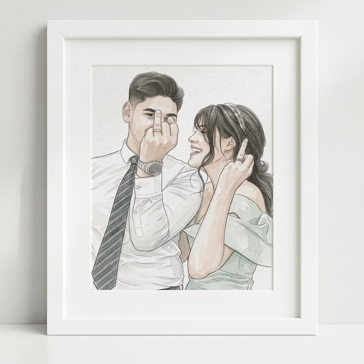 Custom Hand-Drawn Watercolor Portrait, Gift for Her, Couple Proposal Drawing, Boyfriend Gift, Girlfriend Birthday
