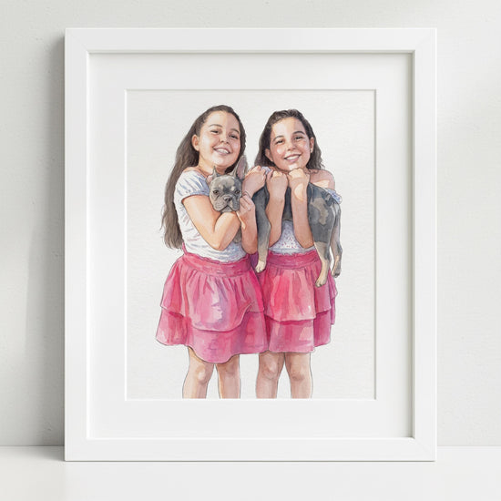 Custom Hand-Drawn Watercolor Portrait, Gift for Her, Couple Proposal Drawing, Boyfriend Gift, Pet Portraits