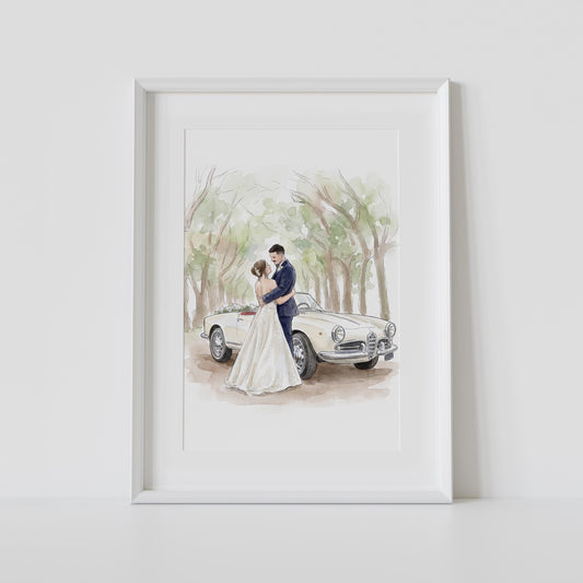 Personalised Watercolour Portrait, Anniversary Present, Wedding Portrait, Painting from Photo, Wife Husband Gift, Valentines Day Gift