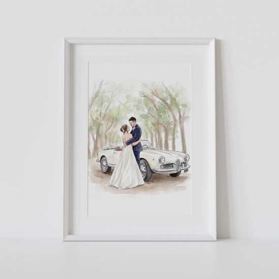 Personalised Watercolour Painting Style Art Print: Family Portrait Custom Framed Photo