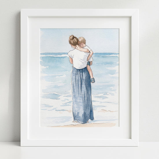 Personalised Watercolour Painting Style Art Print: Family Portrait Custom Framed Photo