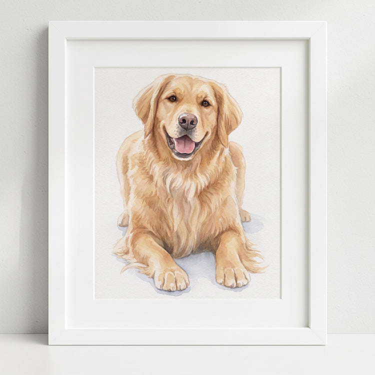 Custom Dog Portrait – Hand-drawn Watercolour Pet Art print painting from Photo | Personalised Memorial Gift | Keepsake