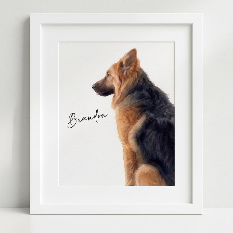 Custom Dog Portrait – Hand-drawn Watercolour Pet Art print painting from Photo | Personalised Memorial Gift | Keepsake