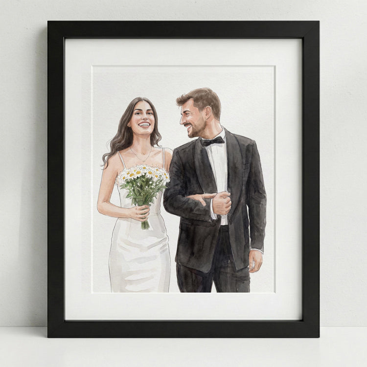 Custom Personalised Family Portrait – Watercolour Style, Wedding Portrait, Painting from Photo, Wife Husband Gift, Valentines Day Gift