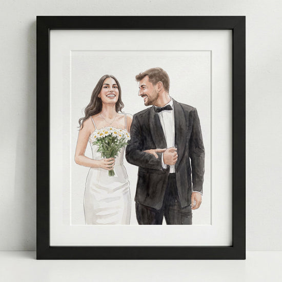 Personalised Watercolour Painting Style Art Print: Family Portrait Custom Framed Photo