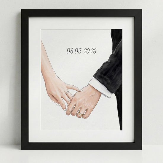 Custom Watercolor Couple Portrait from Photo, Hand Made Wedding Portrait, Personalised Anniversary Gift for Husband, Wife Engagement