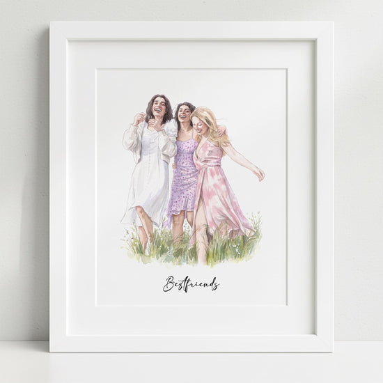 Best Friend Gift, Custom Portrait, Painting from Photo, Friends Prints, Birthday Gift for Her, Unique Gift for Him, Hand Drawn Illustration