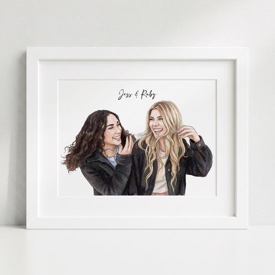 Best Friend Gift, Custom Portrait, Painting from Photo, Friends Prints, Birthday Gift for Her, Unique Gift for Him, Hand Drawn Illustration